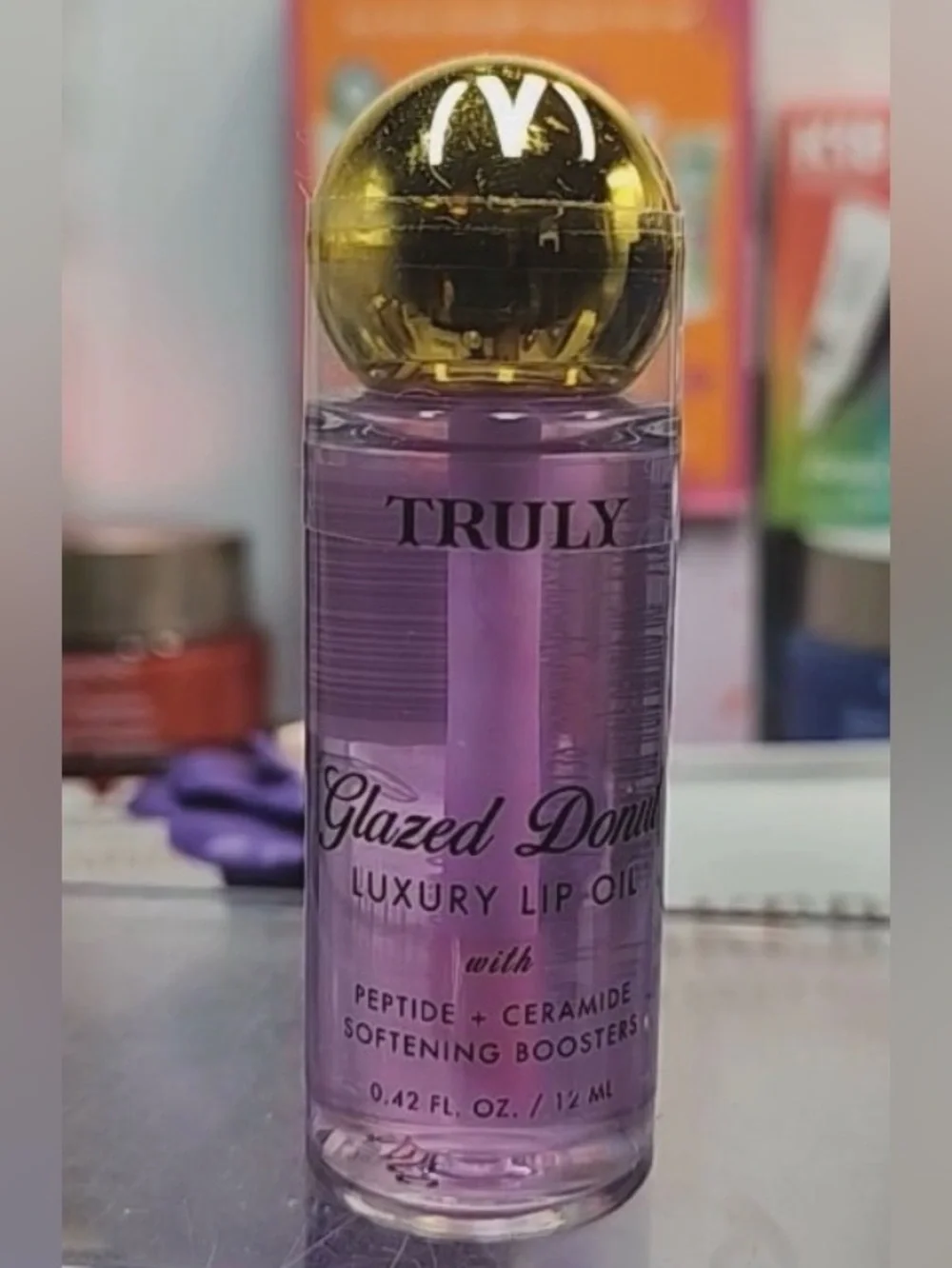 TRULY Glazed Donut Luxury Lip Oil - Purple with Gold Cap